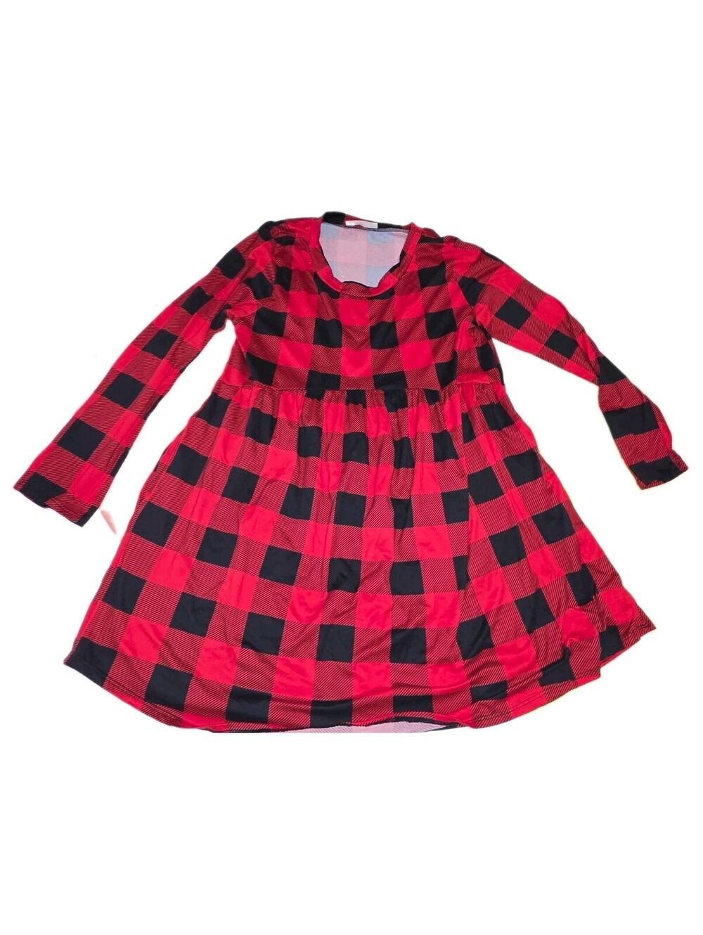 Haptics Girls Red Black Plaid Fit & Flare Knit Dress Long Sleeve Size XL-1X